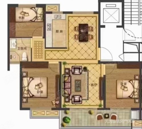 金河小区2室2厅1卫65㎡南北61.6万