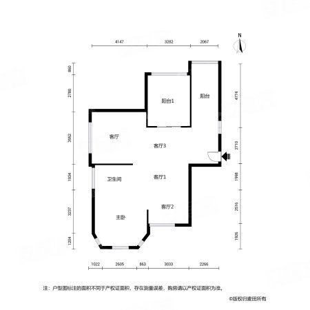 正荣润城3室2厅2卫94.98㎡南北300万