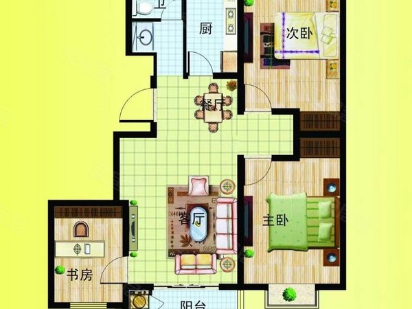 【多图】开元盛景,平度周边租房,开元盛景5楼92平精装修家具家电齐全