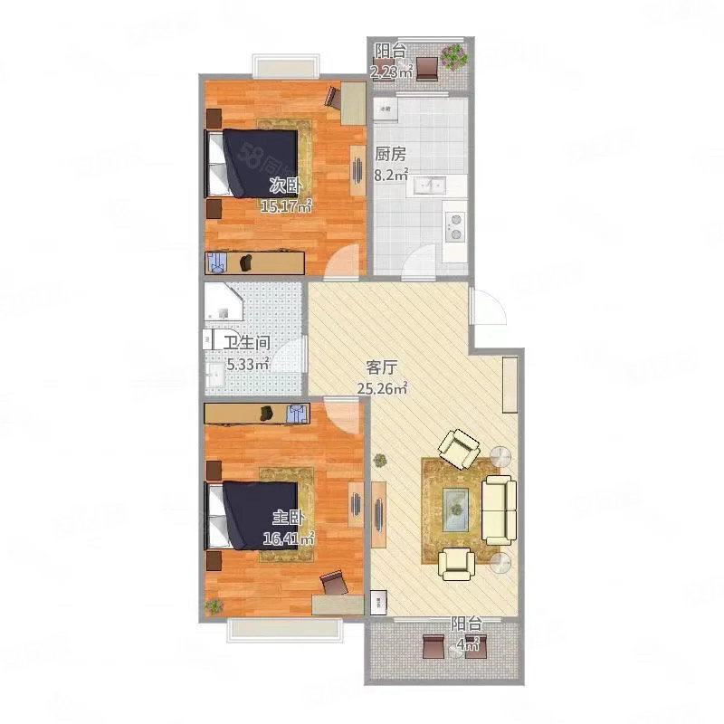 安居小区2室1厅1卫80㎡北19.8万