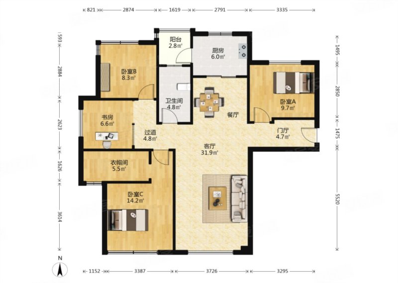 保利西海岸(a区)4室2厅2卫129㎡东南236万