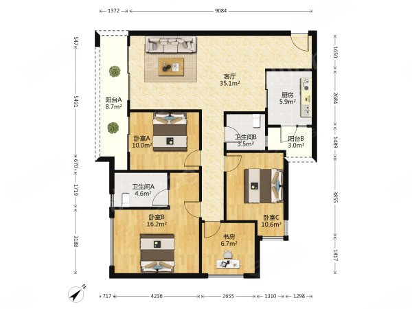 重庆江北江北嘴保利观澜(三期)江北嘴保利观澜三期,精装大四房,9号线