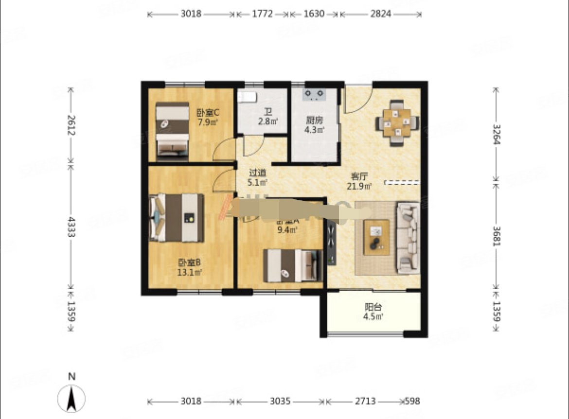 俊发城d区澜山郡二手房,70万,3室2厅,1卫,97平米-贵阳安居客