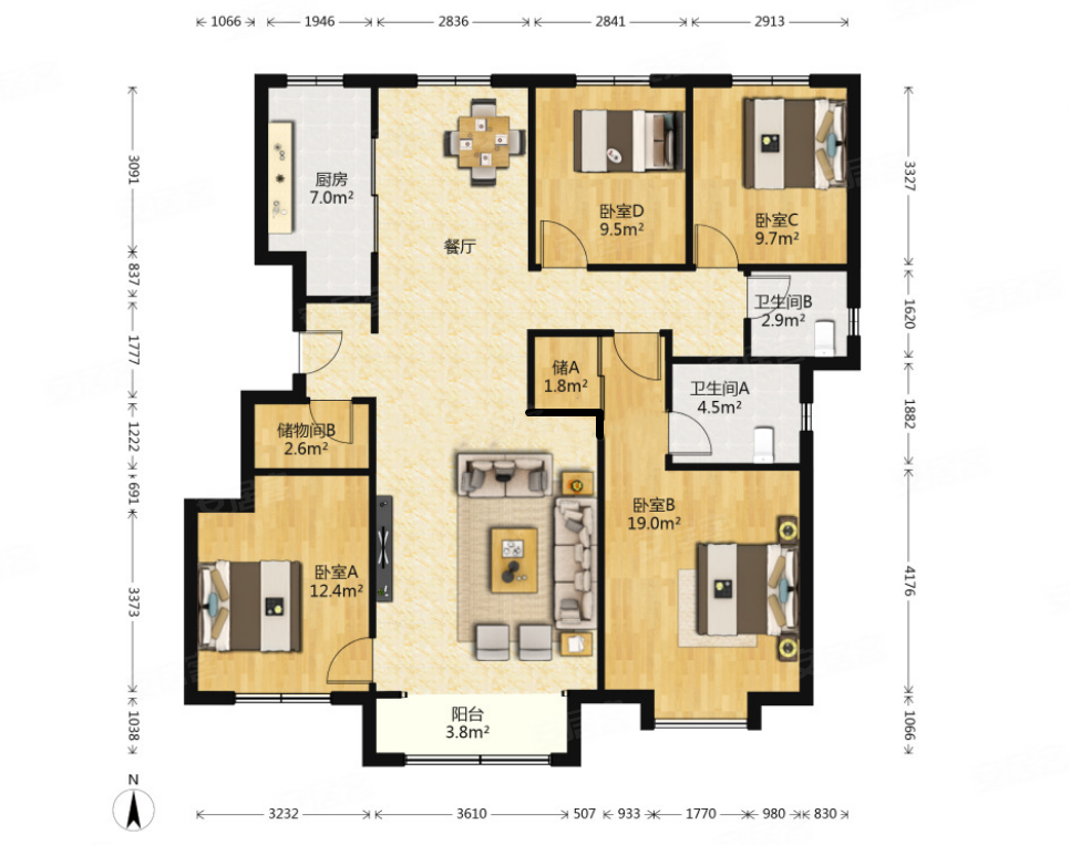 因工作调动出售此房精装四室南北通透环境整洁干净物业管家式服务
