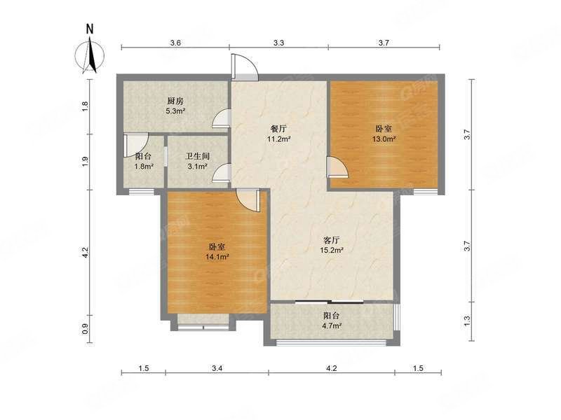 紫竹苑(包河)2室2厅1卫82㎡南95万