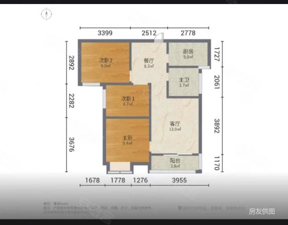 榆林润泽苑1号院3室2厅1卫90㎡南35万