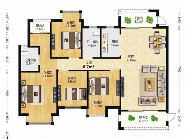 南昌红谷滩红谷滩周边联泰天禧联泰准新小区!高品质!豪宅四房!