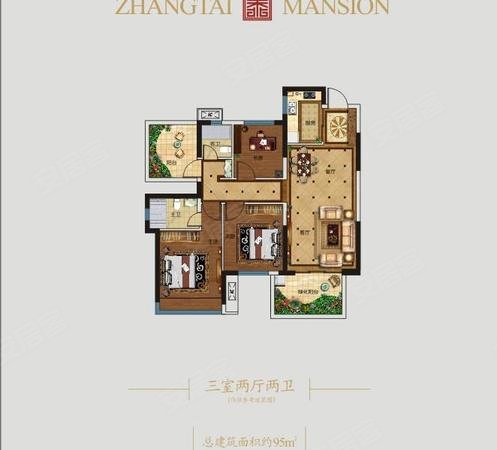 南宁良庆良庆镇彰泰府彰泰府 3室2厅2卫  电梯房 精装修98平米出租
