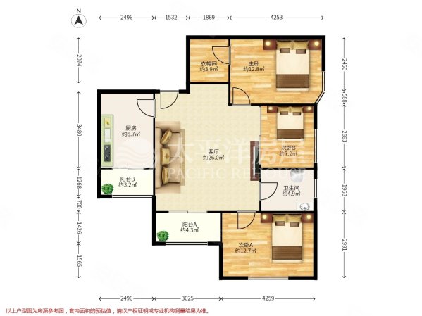 园景苑3室2厅2卫109㎡南北1150万