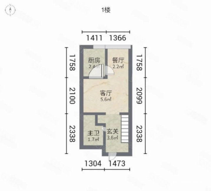 美的招商东樾(商住楼)2室1厅1卫36.33㎡南北31万