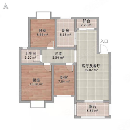 力高君御世家3室2厅2卫100.26㎡南北43.8万