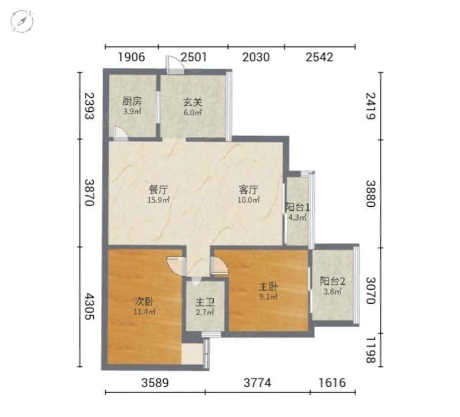 送20平大3房2厅 80万,70年红本,送车位一个,银湖半山二手房,230万,3室