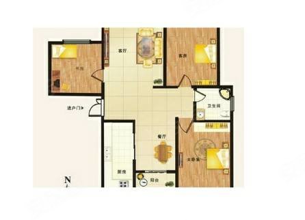 金大地紫金公馆3室2厅1卫109㎡南北114.8万