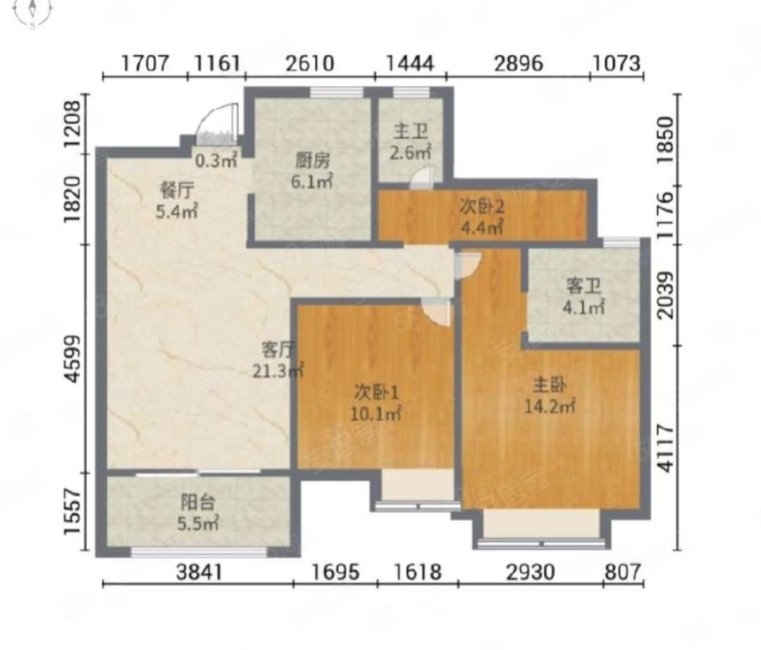 弘阳禹洲时光印象3室2厅2卫89㎡南96万