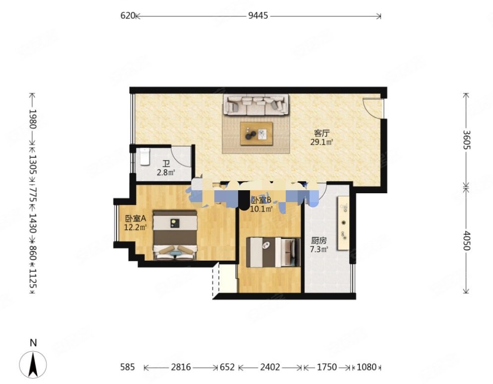 印象城世纪明轩交通便捷近医院精装可拎包入住西南户型