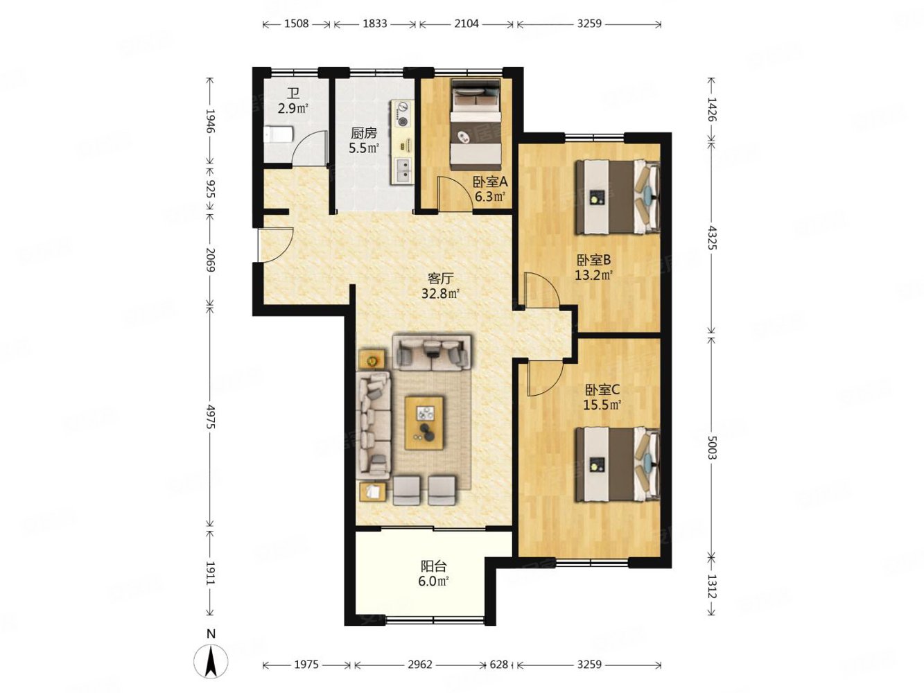 地铁口 保利梧桐语 大三房二厅 南北通透 价格可谈 急售