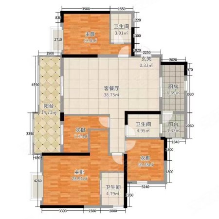 水岸一期4室2厅2卫192㎡南北73.8万