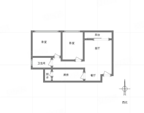 罗宾森广场尚城华府2室2厅1卫82.31㎡南118万