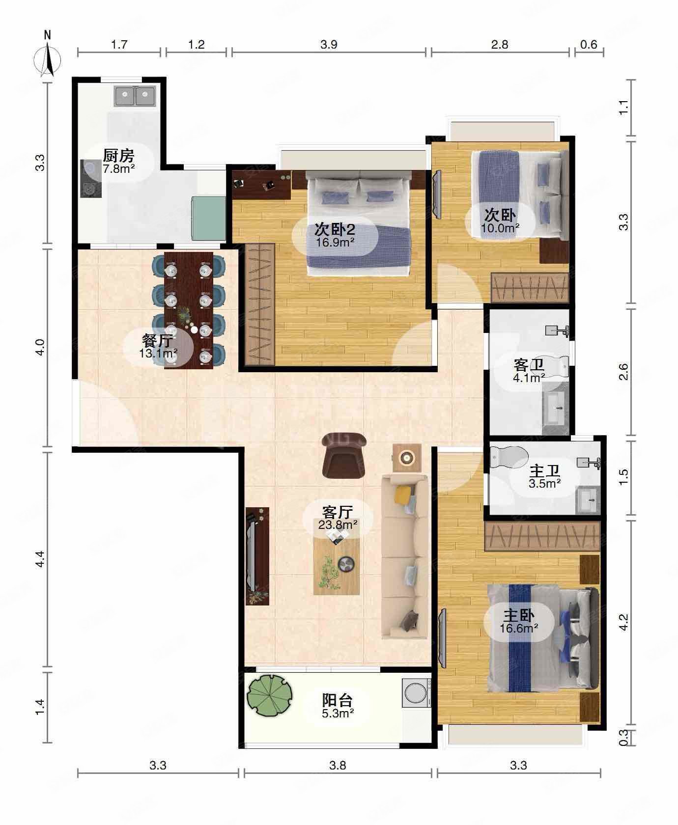 恒大绿洲御景苑二期78万元1363室2厅2卫1阳台