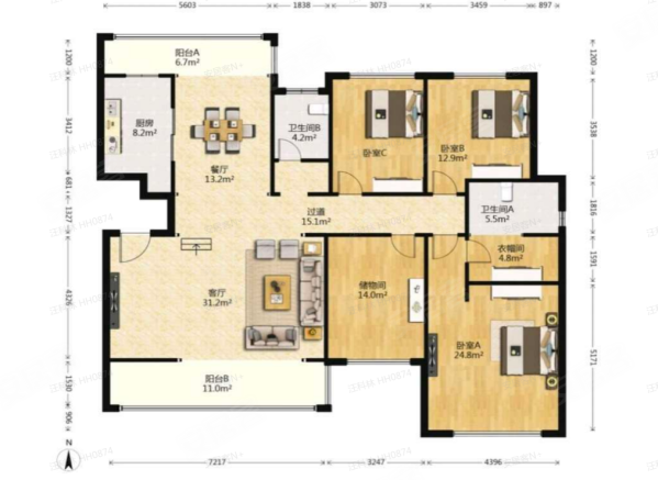 枫林九溪竹韵4室2厅2卫178㎡南北479万