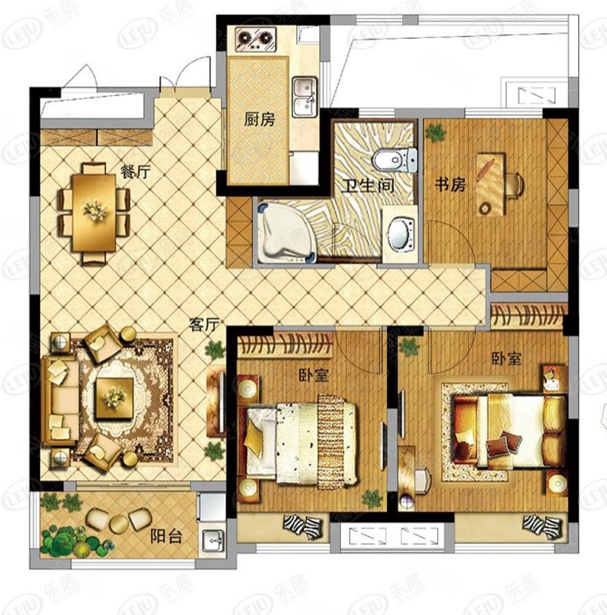 万城尚园3室2厅1卫92.15㎡南150万