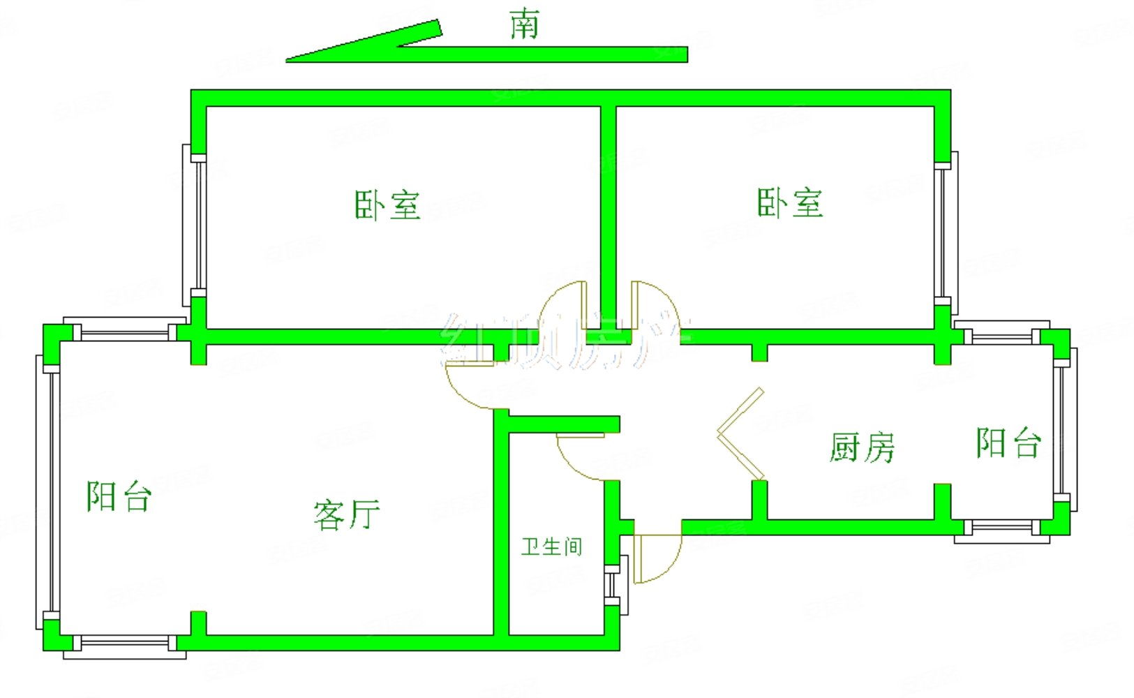 南虹村社区3室0厅1卫61.33㎡南北102万