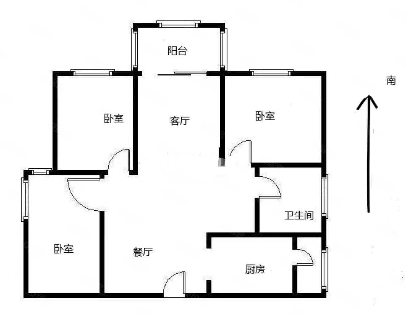 万达华府(西区)3室2厅1卫93㎡南北76万