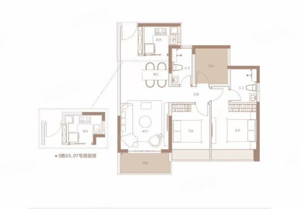 瀚康华府3室2厅1卫84.77㎡南51万