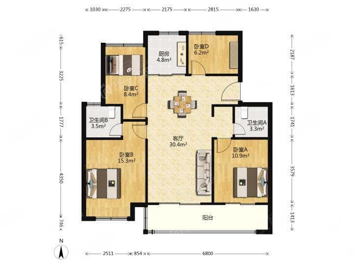 品质小区和风雅颂4房2厅2卫诚意出售