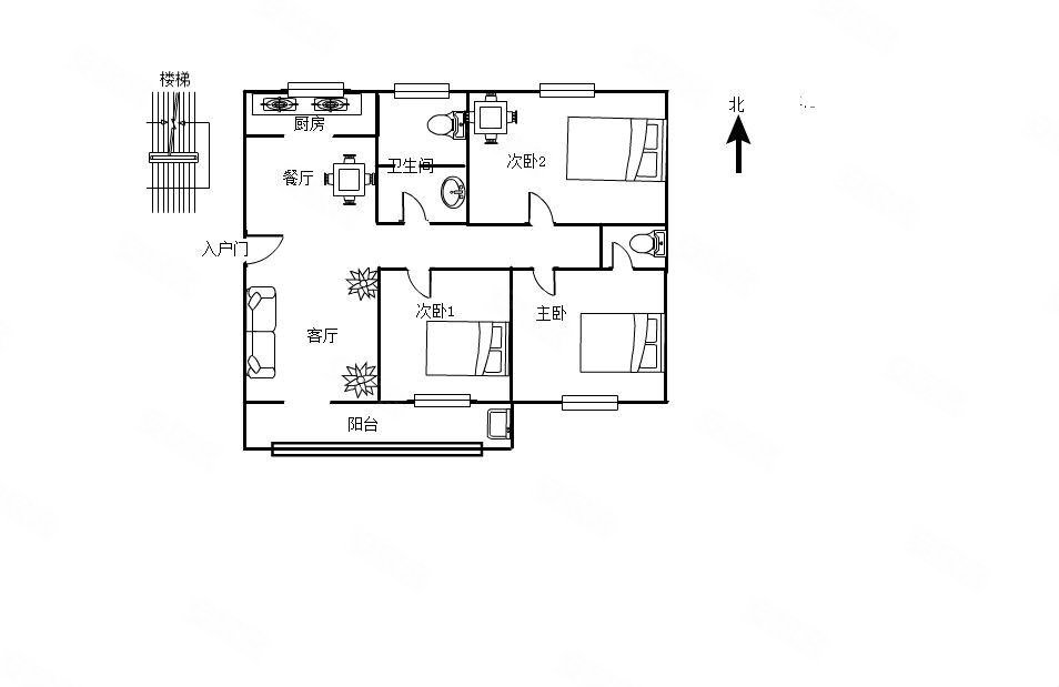 好房推荐户型南北通透带储藏室下楼超市1中丹河