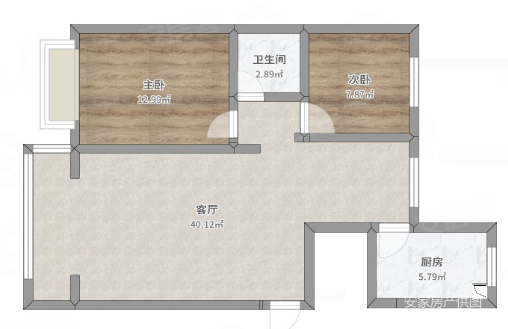 恒昌一品2室1厅1卫47.5㎡南北36.6万