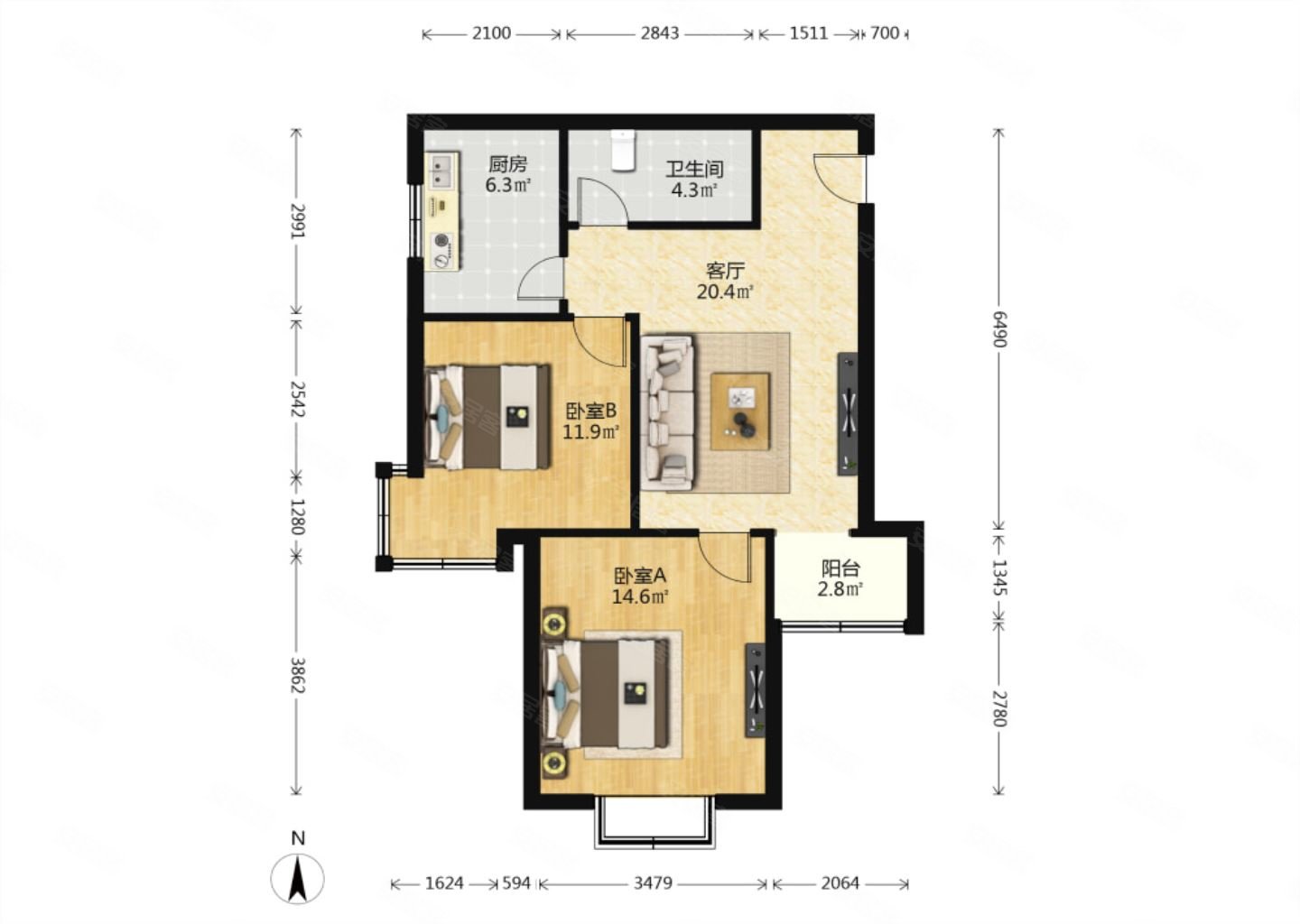 8号线地铁口红星美凯龙对面泰和居小区精装两室户型方正