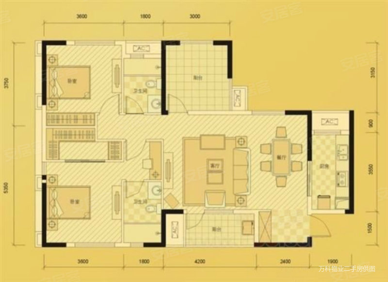 万科城3室2厅2卫117.32㎡南228万