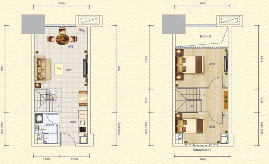 恒大城悦湖公馆2室1厅1卫52.88㎡南北36万