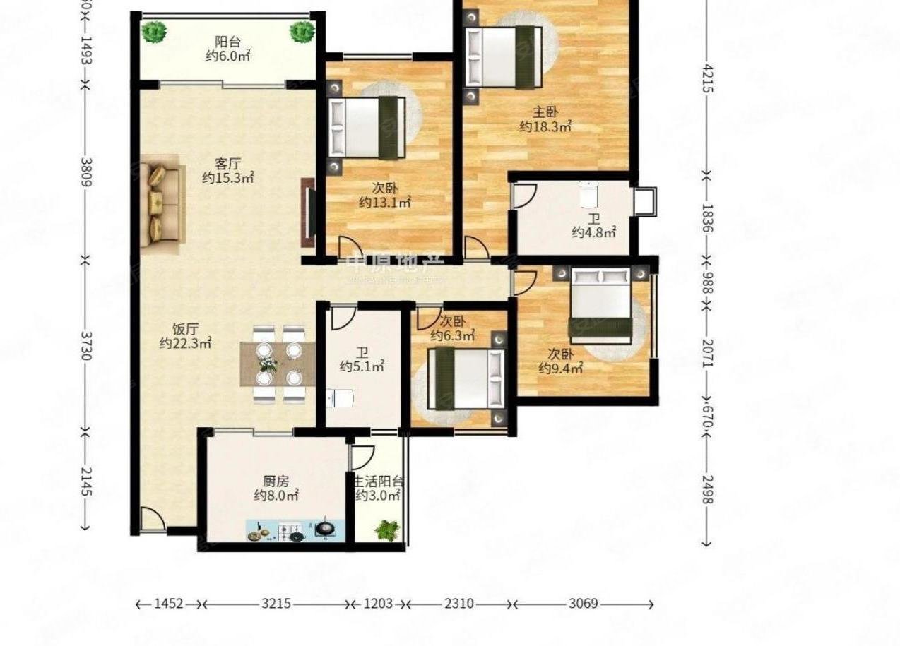 惊爆价祈福新邨祈福名都户型4室2厅业主低价出售