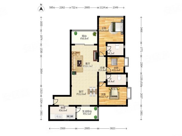 珠江新城中租房,珠江新城 领峰园精装大三房两厅两卫双阳台户型吉屋