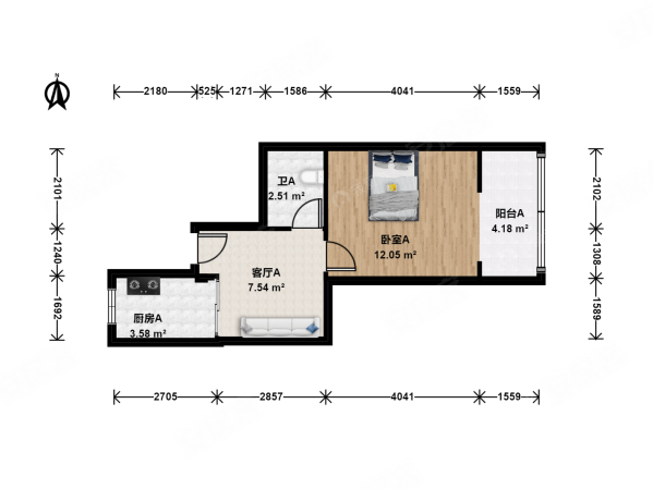 东门里建材小区1室1厅1卫41.47㎡东193万