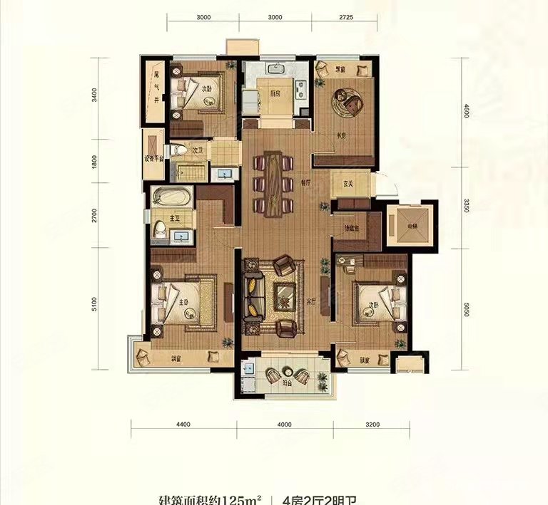 万科溪望(公寓住宅)4室2厅2卫126.28㎡南600万