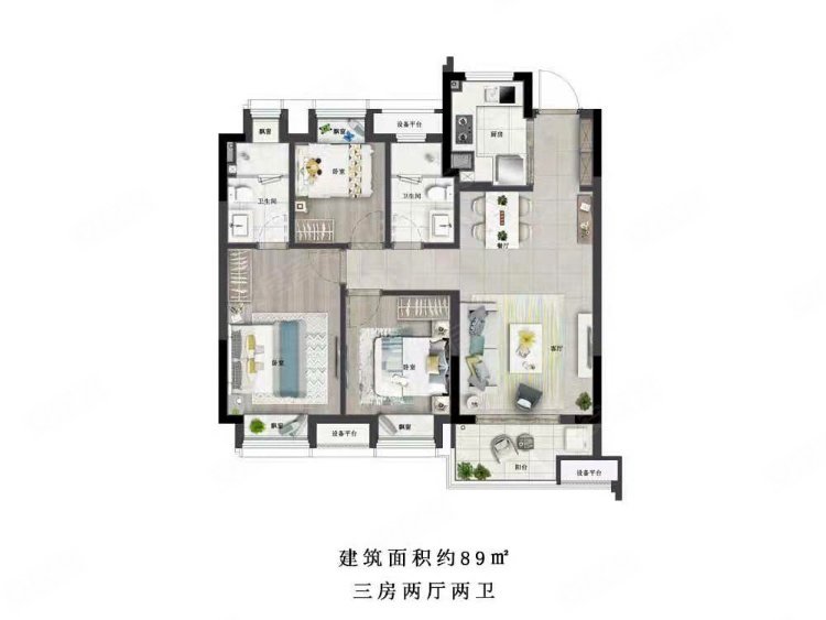 白湖亭万达旁国贸凤凰89平方精装3房拎包入住,房东自己做装修