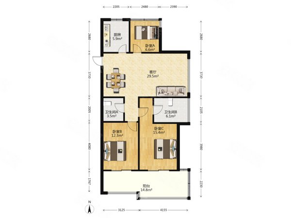 绍兴镜湖洋江西路长业天悦城整租长业天悦城 3室2厅 南出租房源真实