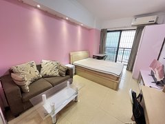物业直租 万通国际公寓 高层带阳台 精装修大套房粉色墙饰