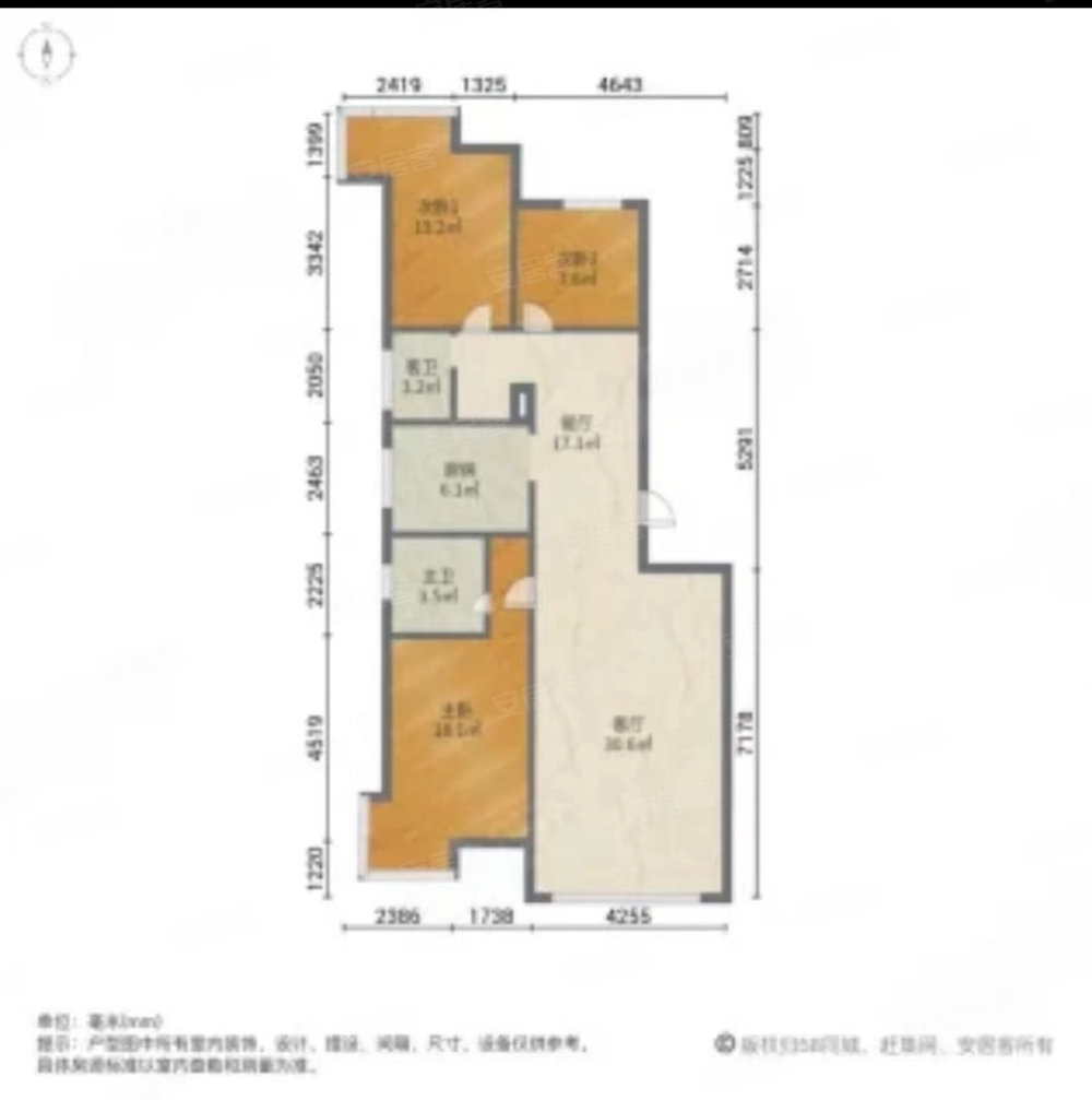 朝阳花园3室2厅2卫134.75㎡南北105万