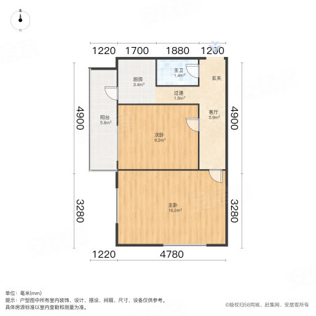 彩霞里2室1厅1卫51.26㎡南北148万