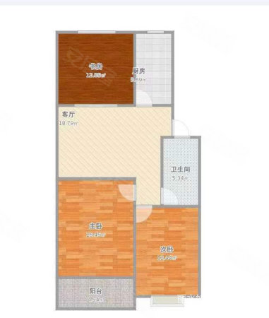 宝惠公寓3室2厅1卫89㎡南北126万