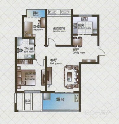 四里河中铁国际城和畅园,纯毛坯,三居室,户型方正,小区前排