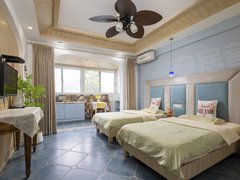 三亚湾椰梦长廊地中海风格双床房下楼就是海边可打扫卫生