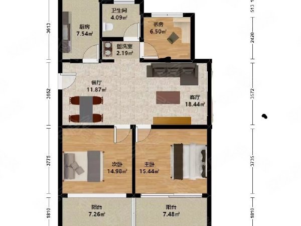 东方郡自住精装整租两室江南实验陪读