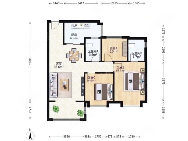 【多图】裕鑫花园,奥帆中心租房,红色厕所 随时看房 无中介 市立医院