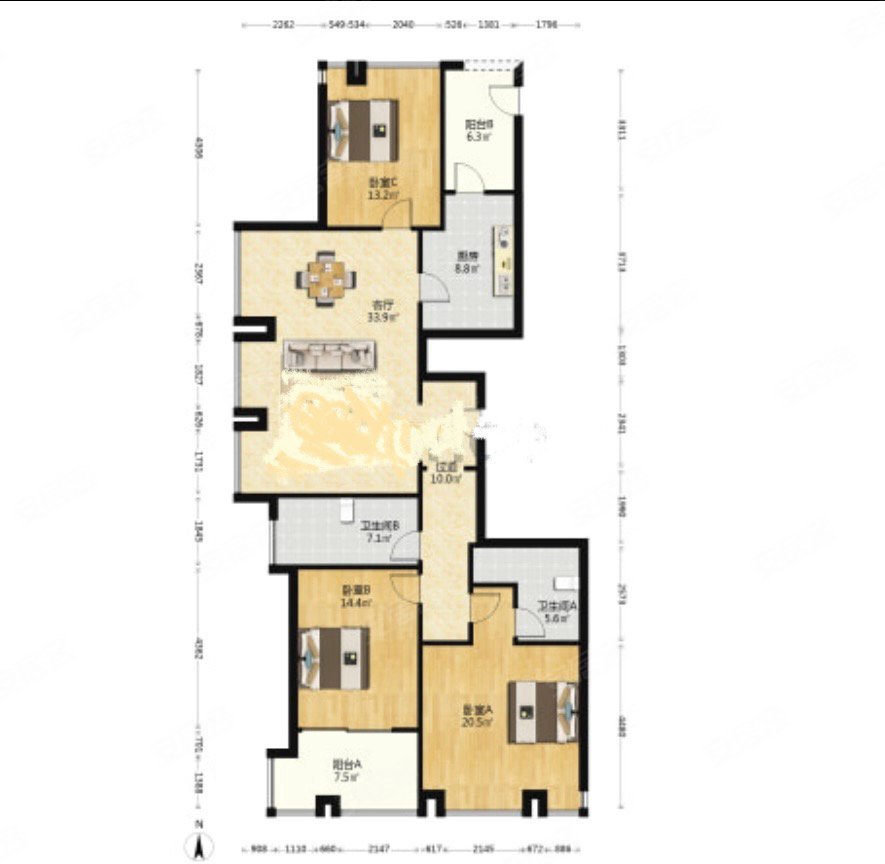 急售荣安府153平3房2卫边套看鄞州公园楼层视野好