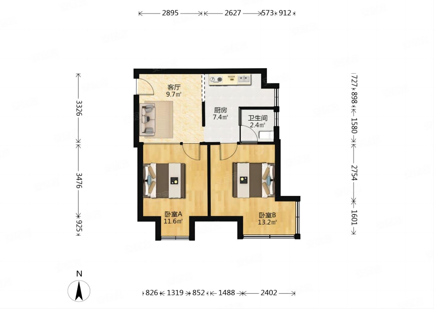 怡林名门 双阳户型 精装修 拎包入住 采光好 看房方便